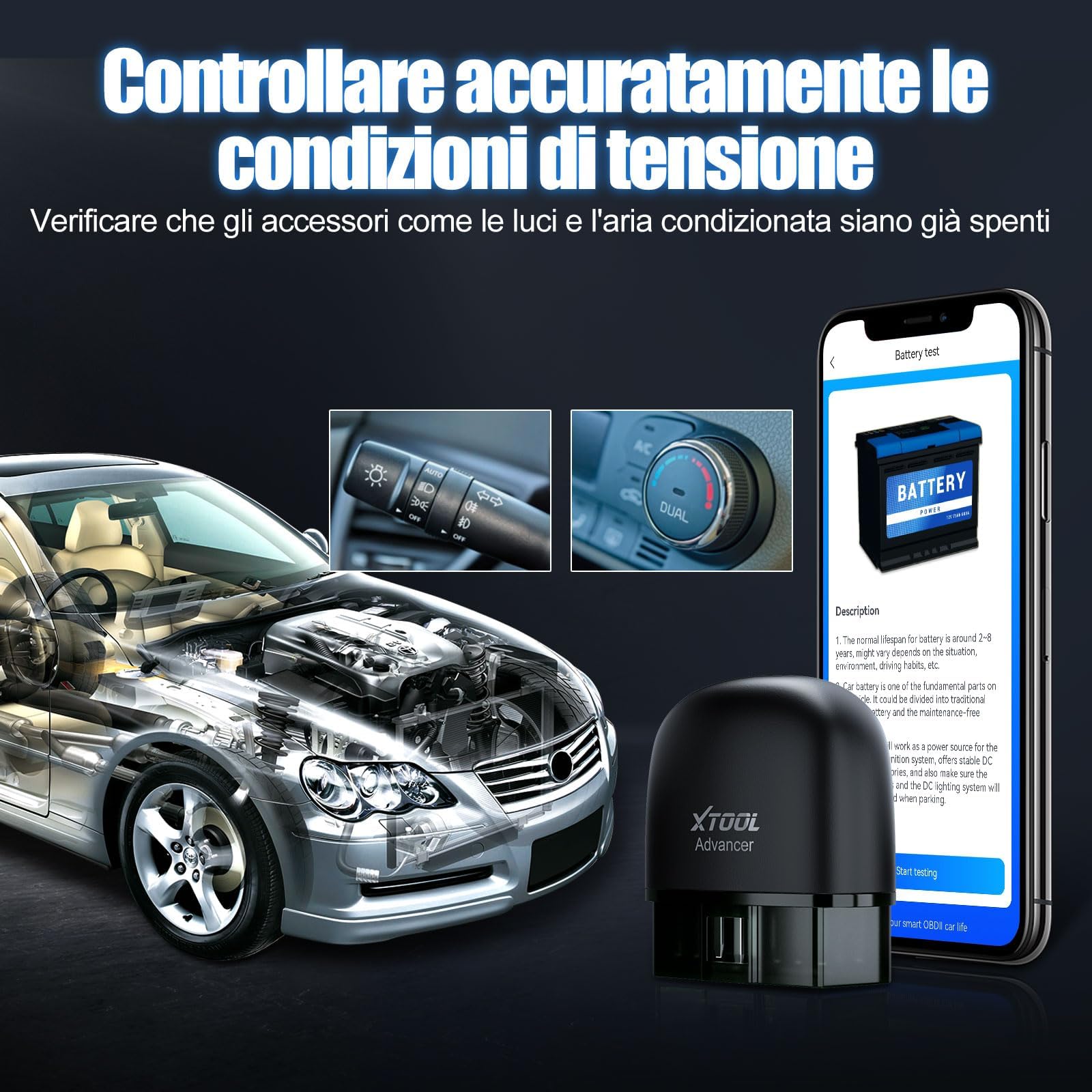 XTOOL AD20 Pro OBD2 Auto Diagnostica Wireless Diagnosi Italiano per iOS e Android, Diagnosi Auto Professionale con Scansione Completa dei Sistemi, aggiornamento a vita