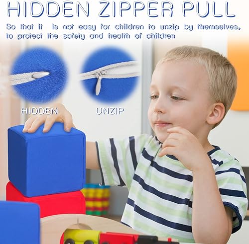 Miniatura 4 de Bloques de espuma para niños pequeños, 16 cubos suaves de espuma de colores de 5.5 pulgadas para niños, juegos de bloques de construcción de