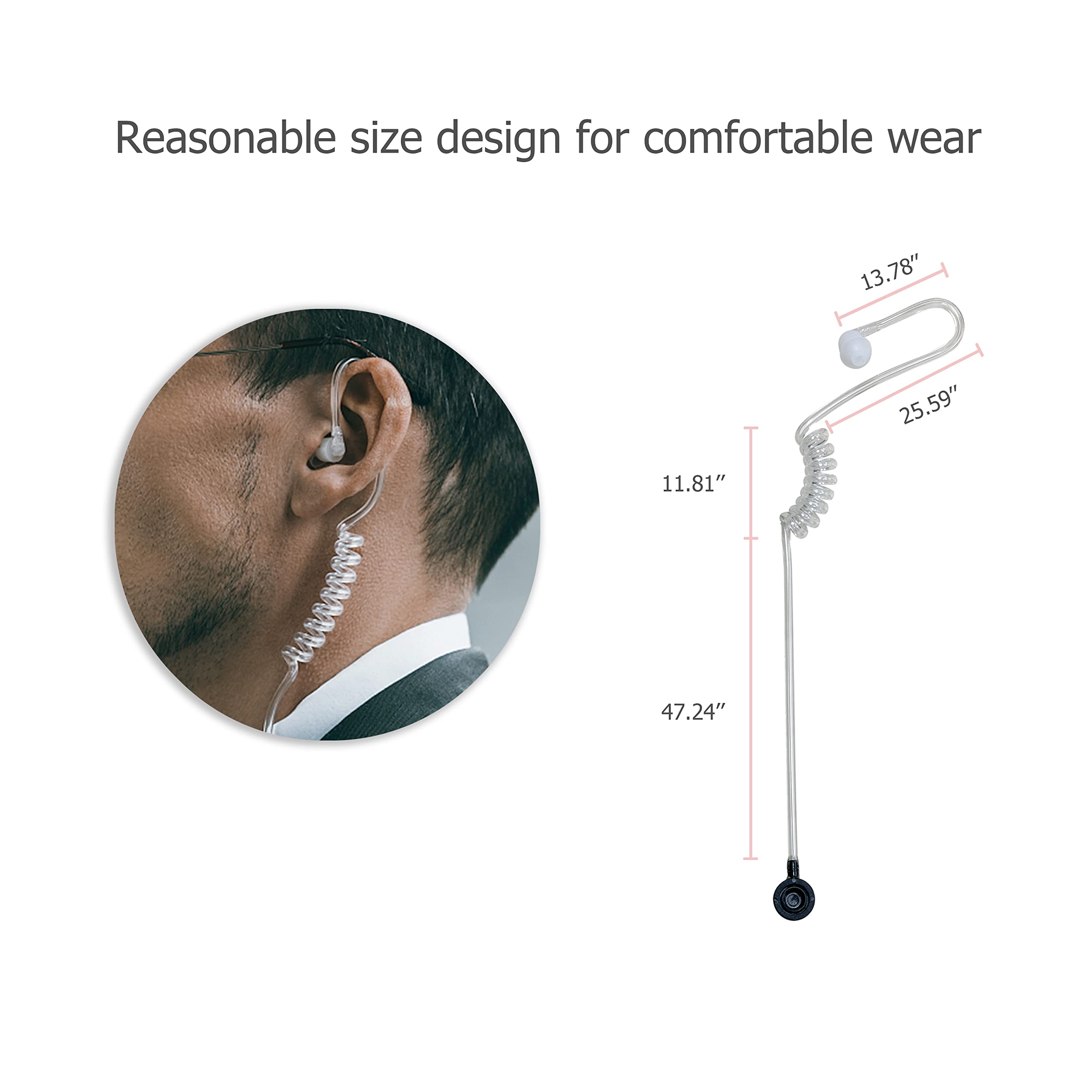 SHON Auricular Walkie Talkie con micrófono, tubo acústico de 2 pines para un sonido cristalino, compatible con radios bidireccionales Kenwood Baofeng y Retevis, para las fuerzas del orden policial (1