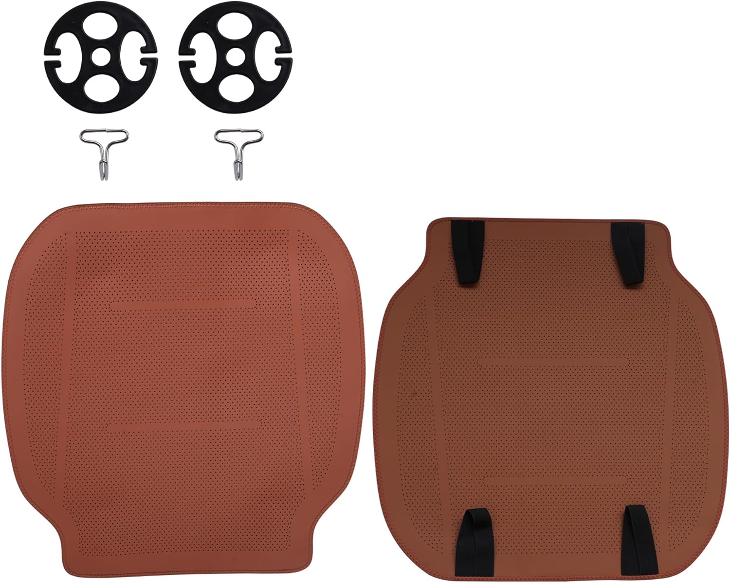 SANRILY 2Pcs Comfortable Front Car Seat Cover for Driving Anti-Slip PU Leather Seat Cushion Thin and Breathable Seat Protectors for Car,Truck, Office, Wheelchair Orange