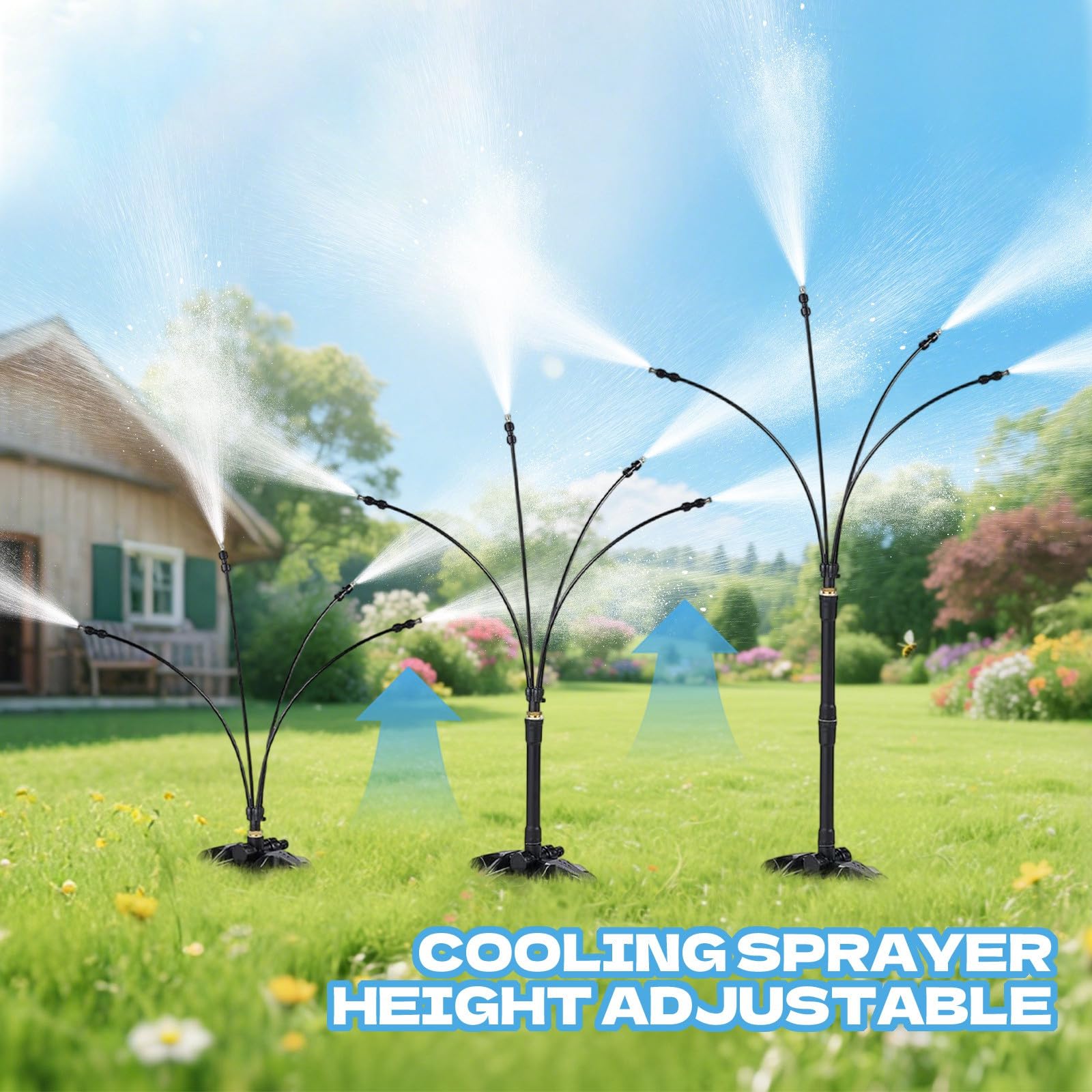 Standing Spray Mist Cooling, Standing Misters for Outside Patio, Stand Misting System for Cool Outdoor, Adjustable Height, Portable Water Misters for Mist Playing, Patio Cool, Backyard, Porch