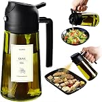 TrendPlain 470ml Olive Oil Dispenser Bottle for Kitchen Gadgets - 2 in 1 Dispenser and Sprayer - Olive Oil Spray Bottle w/Stickers (Light Blockage) - BPA Free - Black