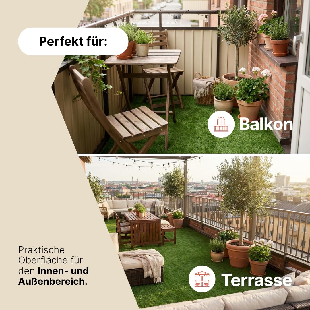 TAPISO Verde dywan trawnikowy ze sztucznej trawy, zielony, wysokość: 40 mm, dywan ze sztucznej trawy do użytku na zewnątrz, odporny na działanie warunków atmosferycznych, szybkoschnący, do ogrodu, na