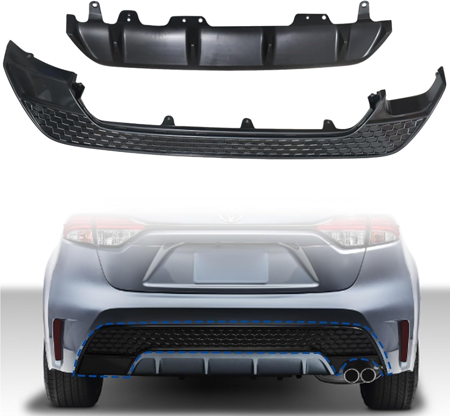 GXARTS Black Rear Bumper Valance Cover 52169-02071 Compatible with Toyota Corolla SE XSE 2020 2021 2022
