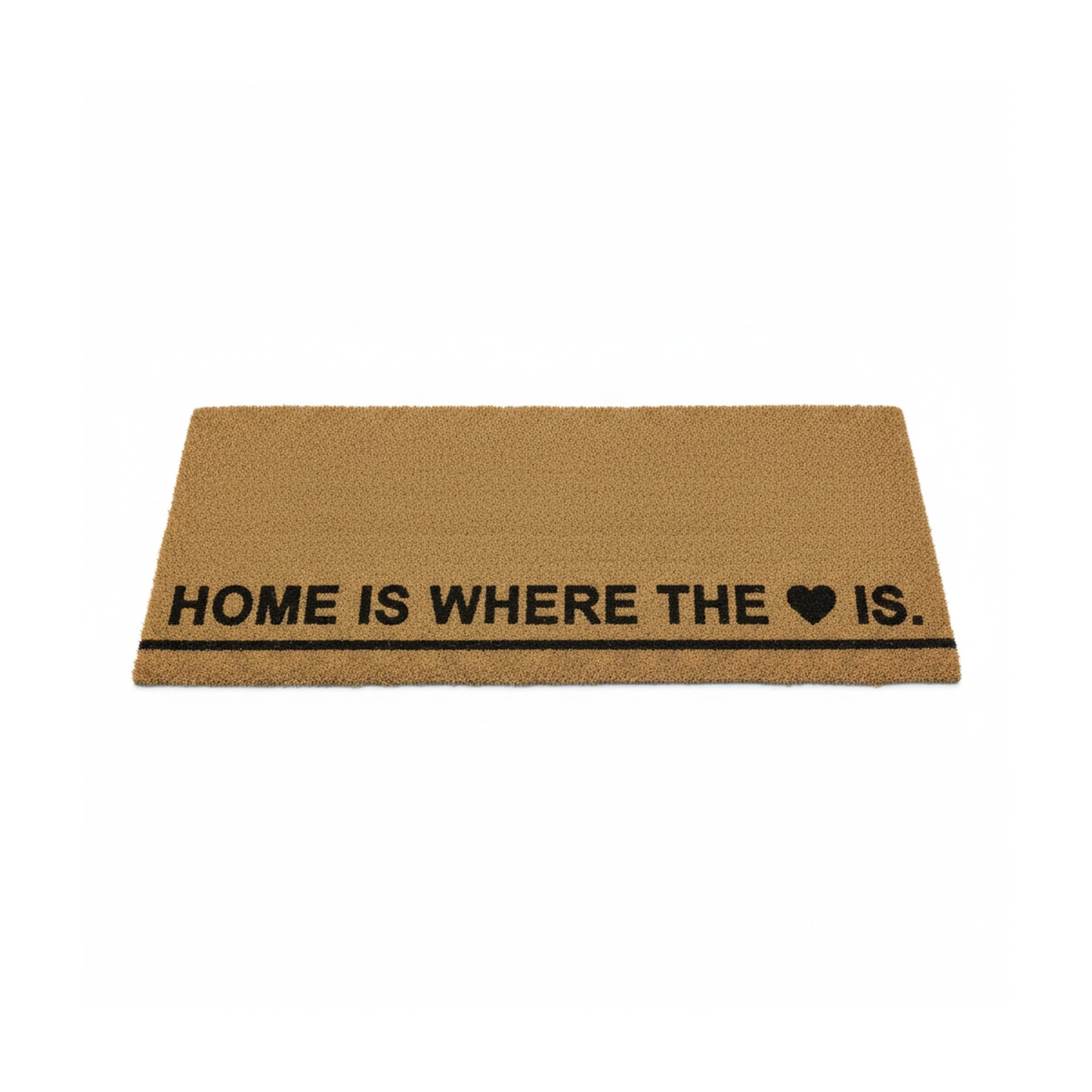 Relaxdays Zerbino Ingresso Casa, 40x120 cm, Tappetino Home IS Where The Heart IS, Fibra Cocco, Indoor & Outdoor,Naturale