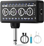 Donner Guitar Headphone Amp, Mini Turbo Headphone Amplifier Guitar, 10 Amp Models with Tuner, Inlay Multi Effects Delay Reverb Chorus Overdrive, USB Export