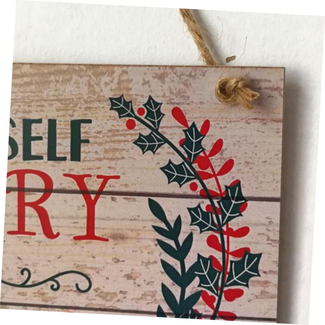 Adorno en Madera Navideño de Puerta 20x10x0,5 Cm para Diseño Brillante y Festivo para Embellecimiento Navidad de Pared