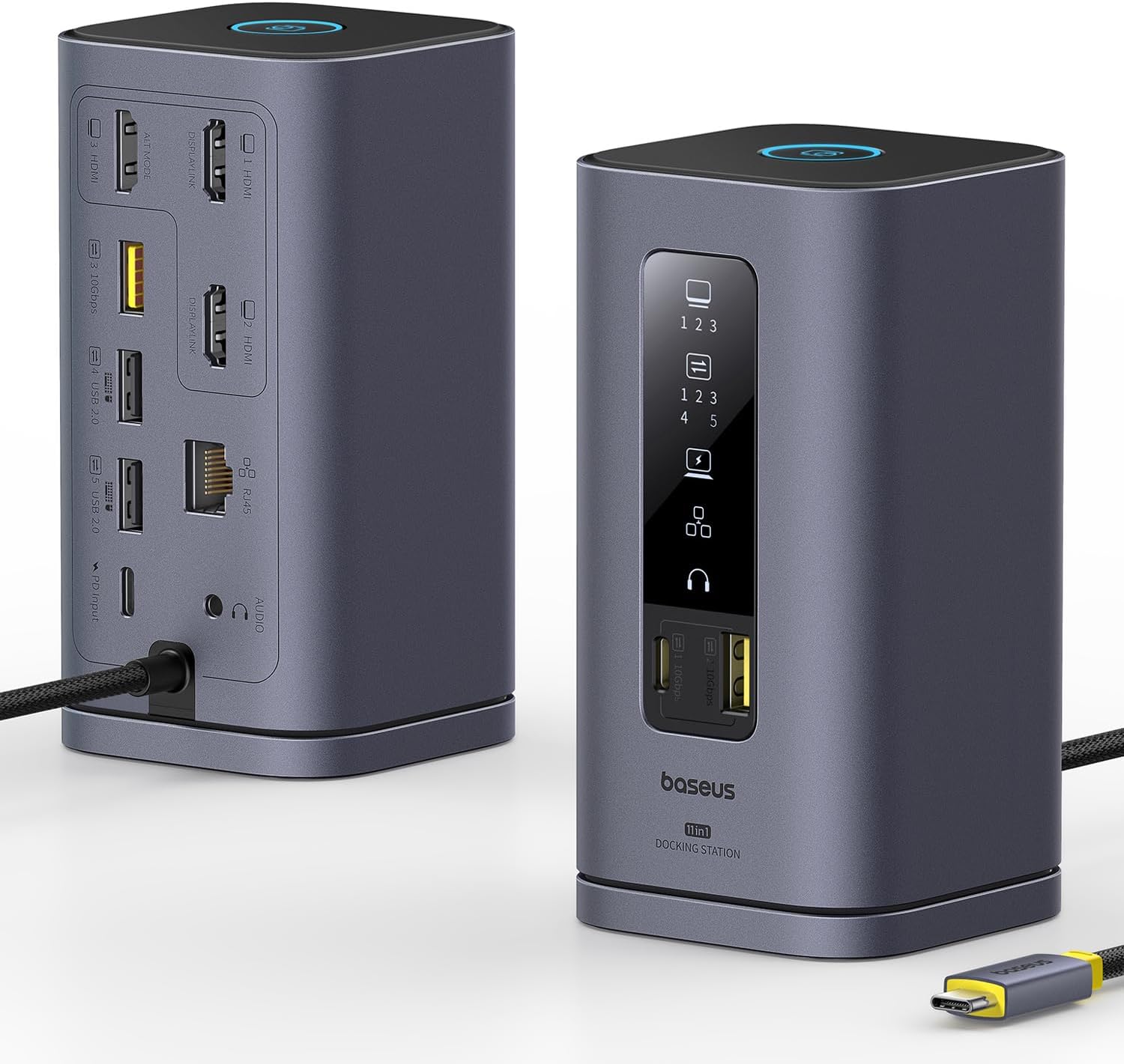 Spacemate Displaylink Docking Station USB C, 11 in 1, 3 Monitor 4K, 10Gbps USB-C/A, PD 100W, Ethernet, Audio, for M1/M2/M3/Win and MacOS