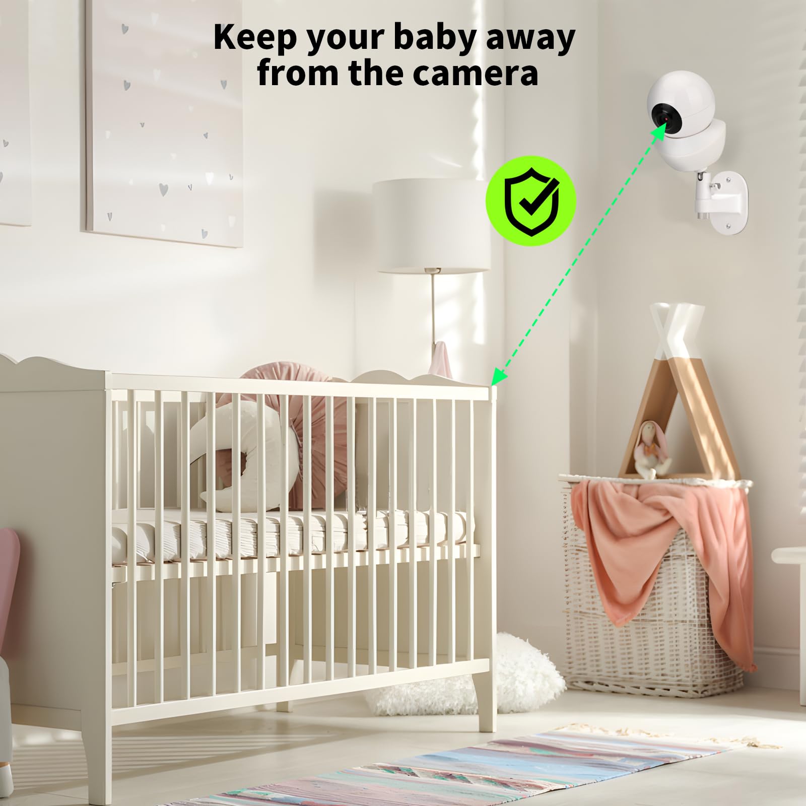 Uchwyt ścienny do kamery dla niemowląt, kompatybilny z kamerą wideo Babysense V43/HDS2/V24R, regulowany uchwyt na kamerę dla niemowląt, idealny kąt widzenia i łatwa instalacja bez wiercenia