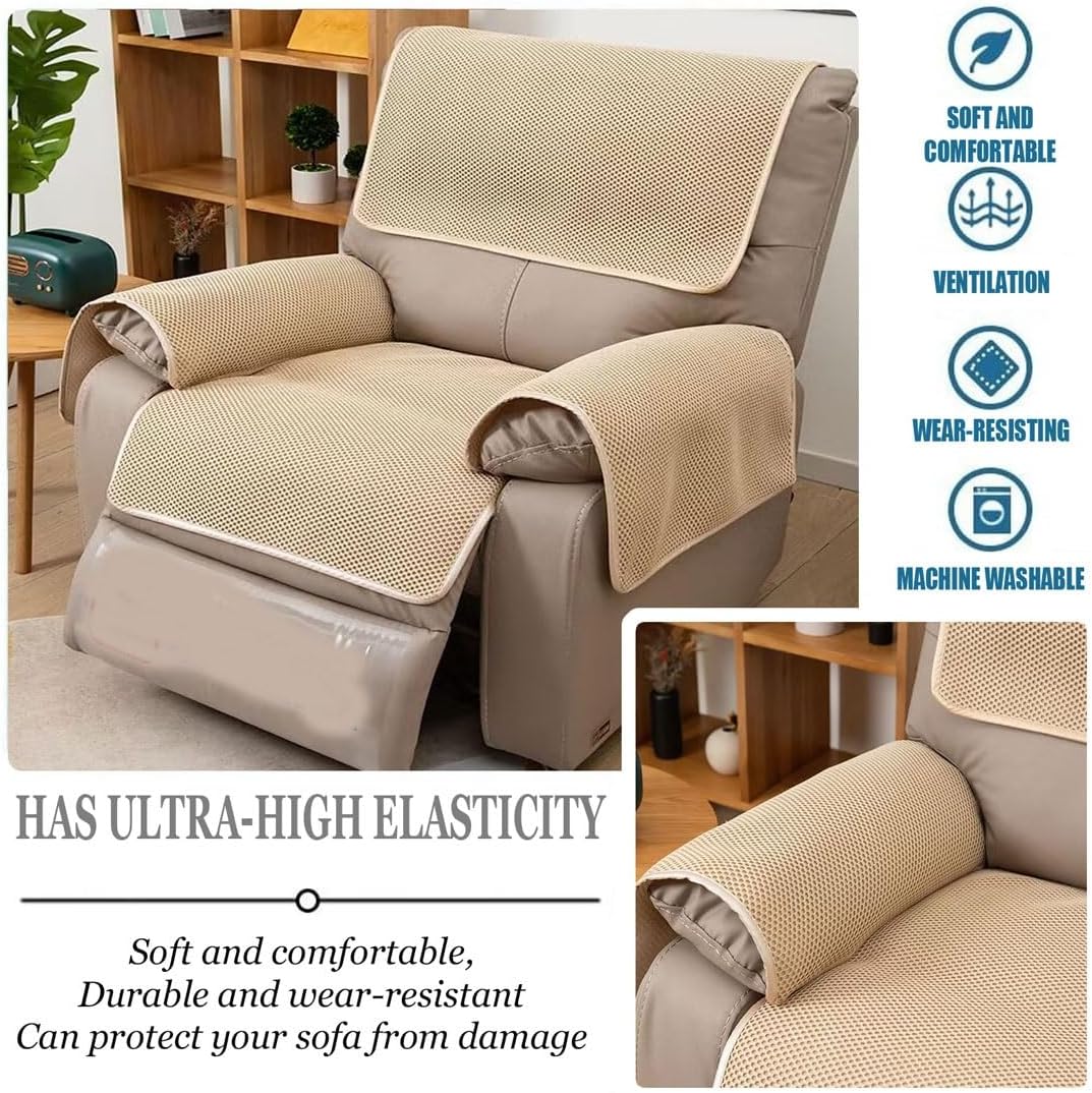 Armrest Cover, Quilted 4-Pieces Recliner Sofa Slipcover Headrest Cover For Recliner Sofa Waterproof Recliner Chair Covers, Nonslip Armrest Slipcover Furniture Protector For Recliner,Chair,Sofa ( Color