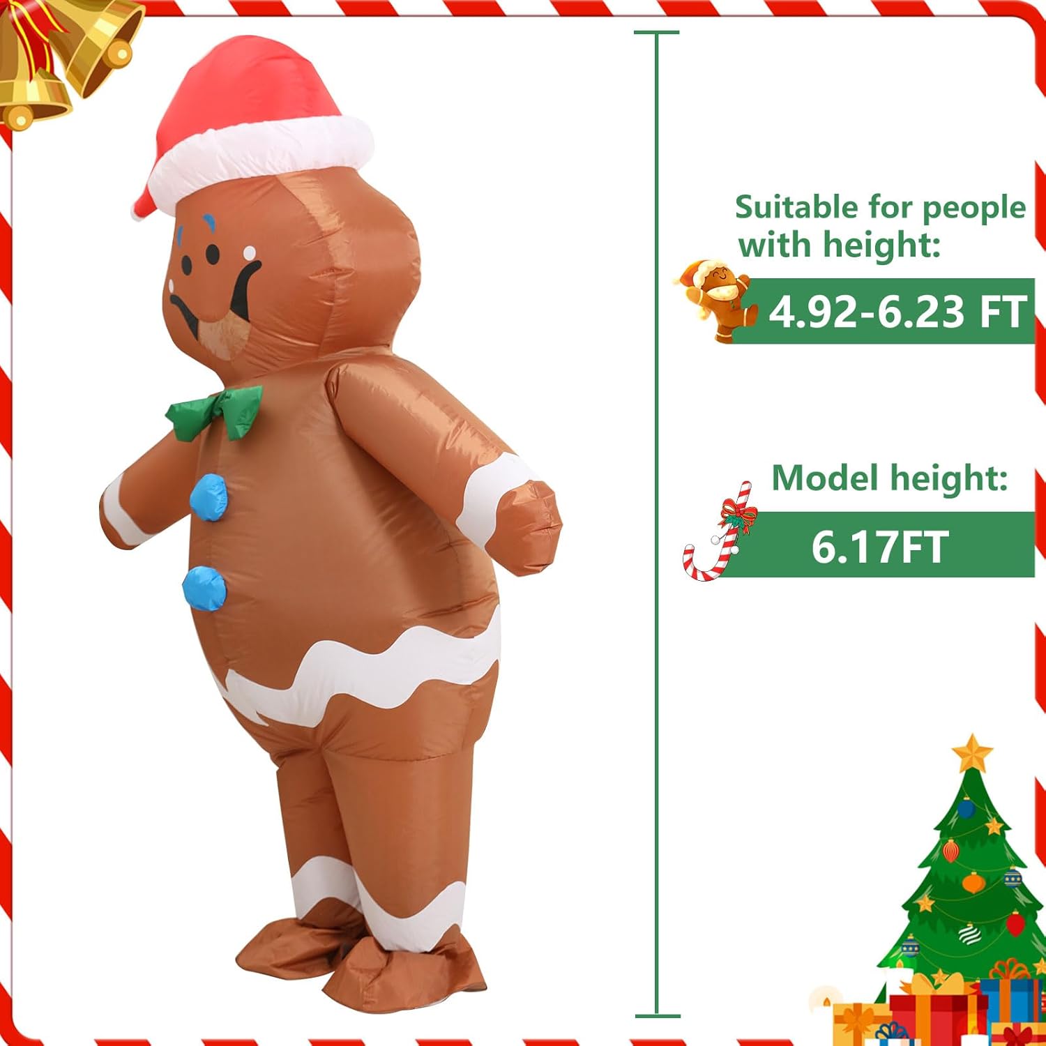 Christmas Costume Gingerbread Inflatable,Gingerbread Man Costume Blow up Funny Christmas Inflatable, Onesies Giant Xmas Costumes for Women