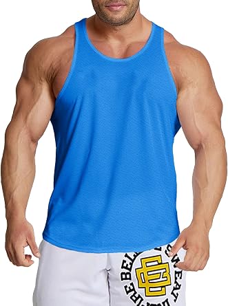 Mens Workout Stringer Tank Tops Mesh Y-Back Tops for Gym