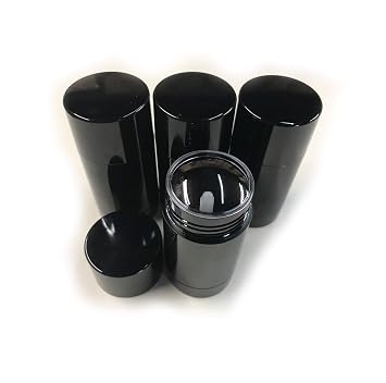 Empty Deodorant Containers - Twist-up, Reusable, Recyclable, DIY Empty Deodorant Tubes, Bottom-fill 2.0 Oz 4-Pack, Black