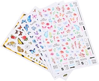 فوميز. 5 ورقات ملصقات اظافر على شكل فراشة، ملصقات تزيين الاظافر، ملصقات تزيين الاظافر، ملصقات تزيين الاظافر، ملصقات مانيكير عتيقة، ملصقات اظافر لاصقة على شكل فراشات، ملصقات اظافر مخططة ثلاثية الابعاد