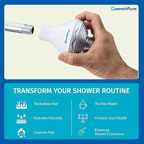 Miniatura 5 de QwenchPure Filtro de ducha para cloro: alto rendimiento, 100% KDF-55, elimina el cloro y los contaminantes, suaviza y purifica el agua dura, mejora