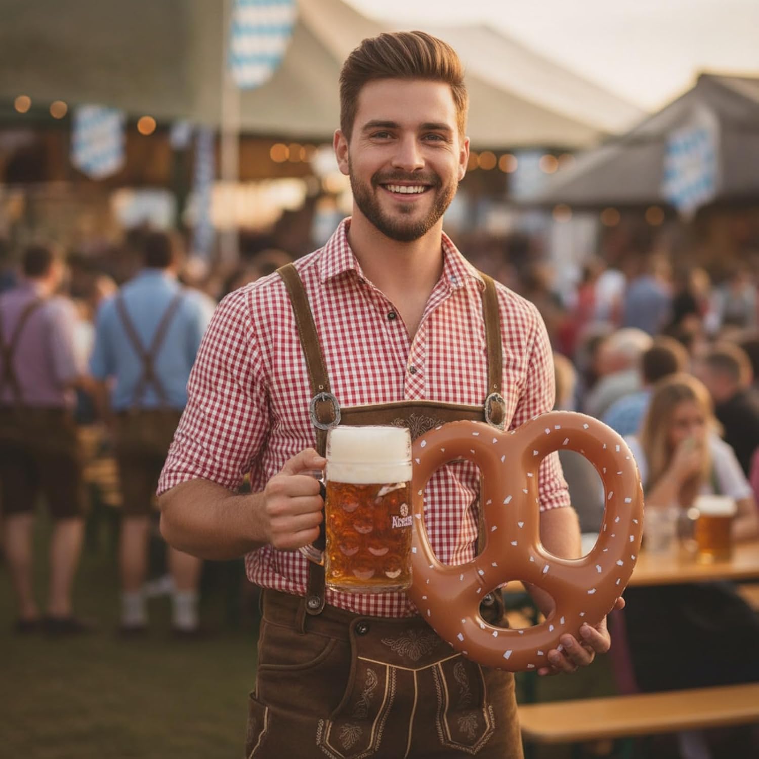 Sratte 6 Pcs 15 Inch Oktoberfest Pretzel Bread Inflatable Floats Decorations for Oktoberfest Celebration Pretzels Day Beer Drinker‌ Bar Events Birthday Decor