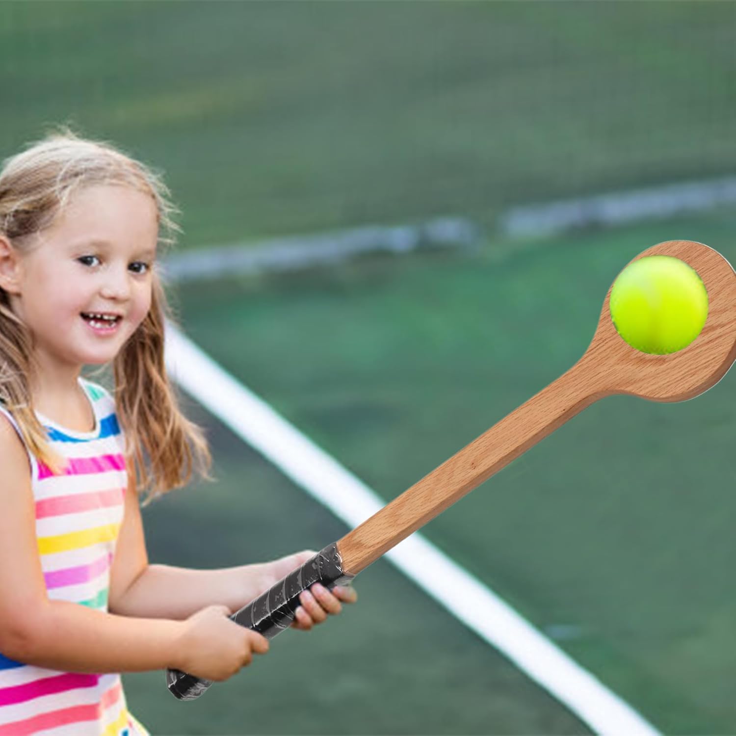 Tennis Sweet Spot Trainer Racket: Kids Youth Tennis Pointer - Movement Footwork and Forehand and Backhand Training,Tennis Wooden Spoon Racket for Athletes, Junior, Coaches,21 Inch