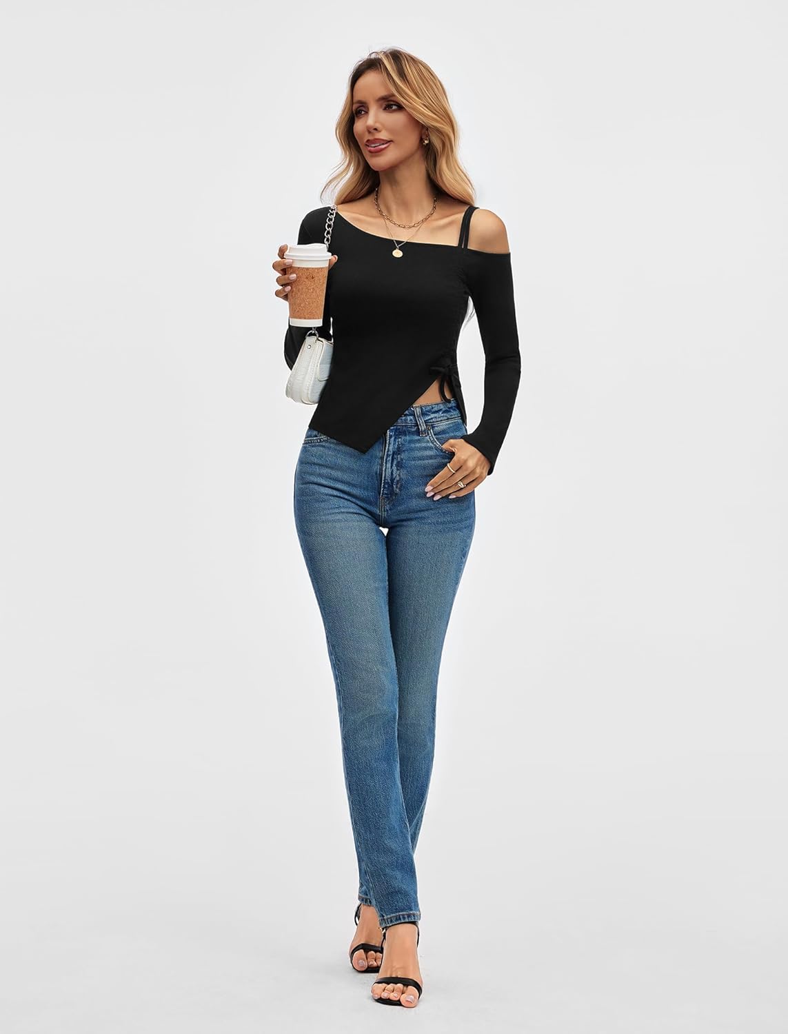 One Shoulder Asymmetrical Tops for Women Ribbed Fitted Long Sleeve Going Out Date Night Top 2025 Fall - Image 6