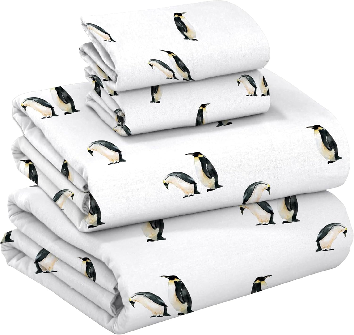 RUVANTI Flannel Sheets Queen Size - GOTS Certified 100% Organic Cotton, 4 Piece Warm, Soft & Breathable Set, Deep Pocket Snug Fit, Double Brushed Cozy All Season Bedding, Polar Parade