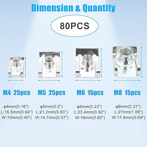 Miniatura 3 de 80 clips de tuerca con clip en U clips automotrices M4 M5 M6 M8 tipo U clip de montaje de tuerca para parachoques de motor automático panel de