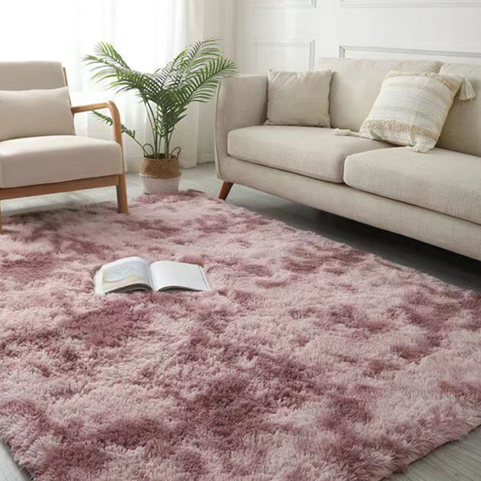 Tapis peluche doux 140x160 cm rose violet déco chambre fille