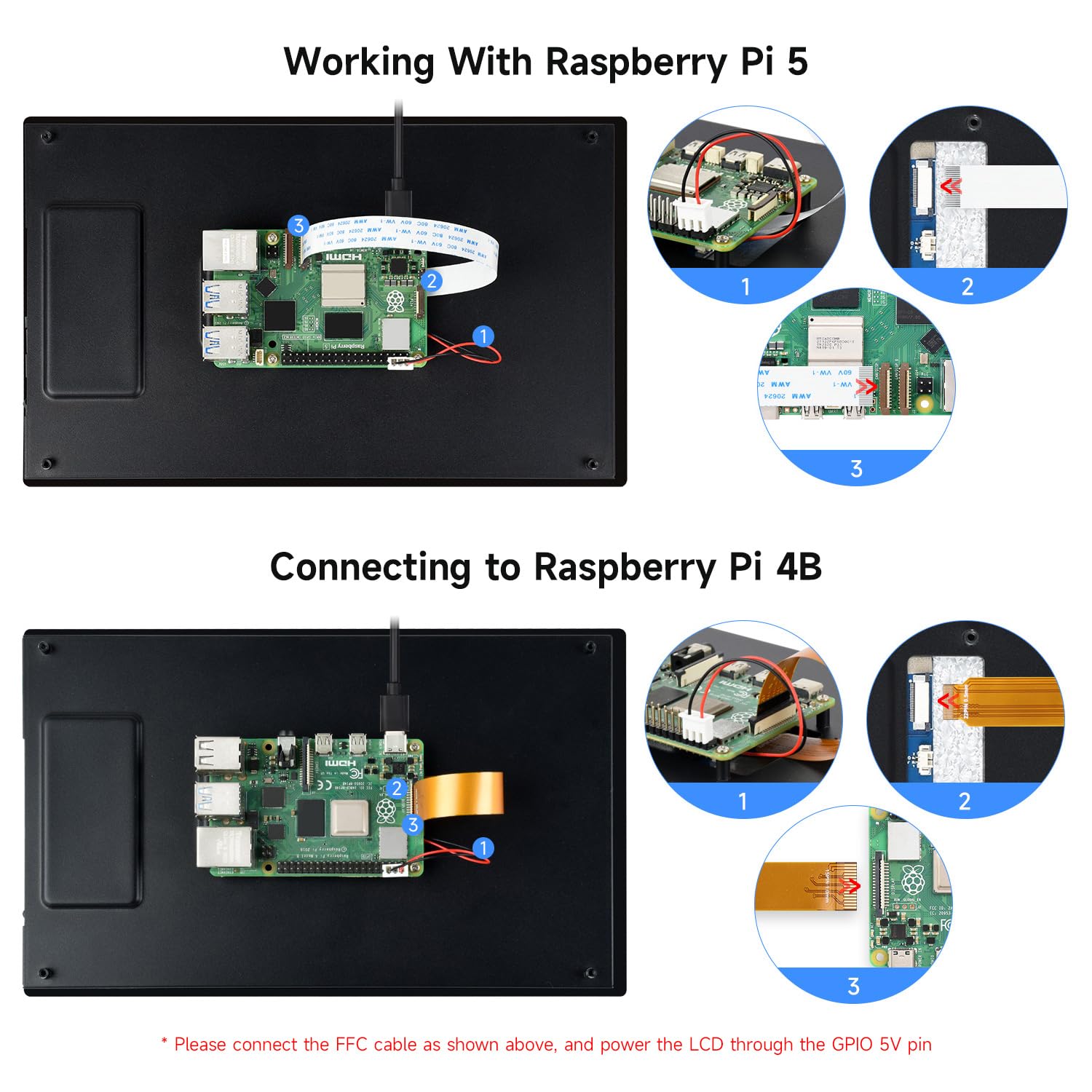 Waveshare 10.1inch DSI Capacitive Touch Display, Compatible with Raspberry Pi 5/4B and ESP32-P4, Wide Color Gamut, 720 × 1280, IPS Panel, Supports 10-Point Touch, Toughened Glass Panel
