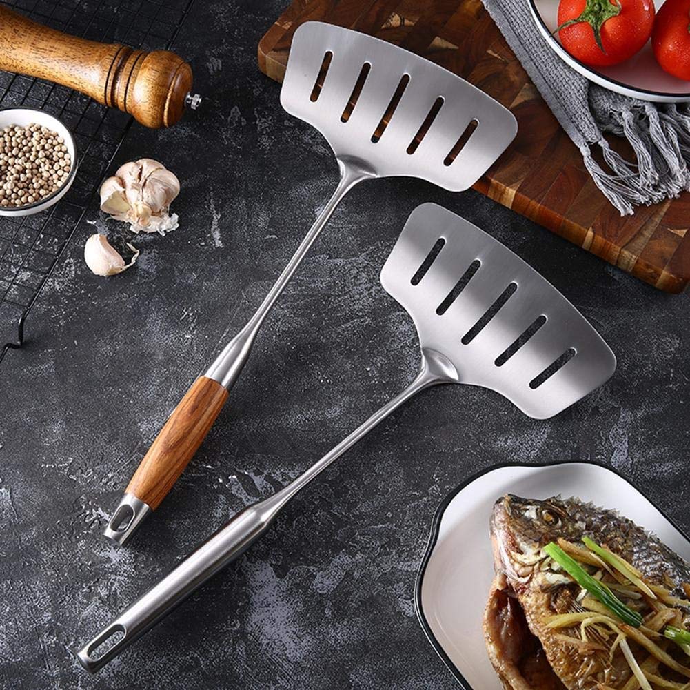 Küche Rutschfester Edelstahl-Fischbratspatel Leaky Shovel Steak Cookware (Color : A)