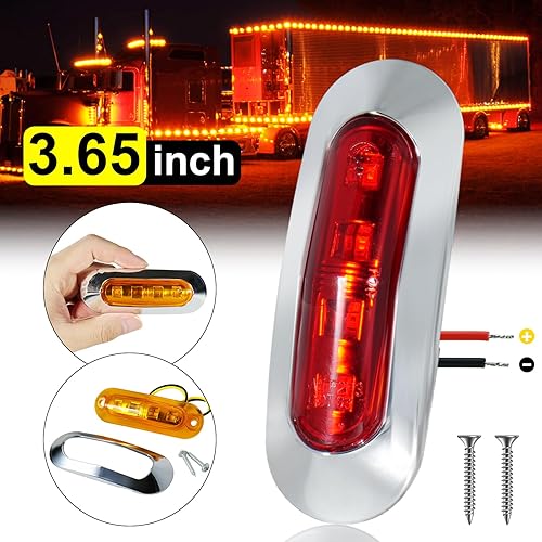 Miniatura 2 de 20 paquete de DC12-24V 9.4 cm 4 LED luces de marcador de remolque, luz de gálibo, lámparas de indicadores frontales, traseras y laterales con bisel