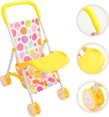 Miniatura 3 de Uonlytech Lightweight Doll Stroller with Soft Handle for Pretend Play Pram Portable Role Play Accessory to Enhance Interaction and Travel Fun