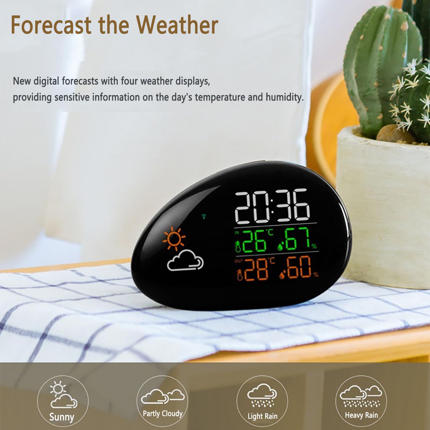 Monitor di umidità E Temperatura, Termometro Igrometro Digitale per Interni Ed Esterni con Display a LED E Sveglia, Luminosità dello Schermo Regolabile su 3 Livelli per Officine, Magazzini E Serre