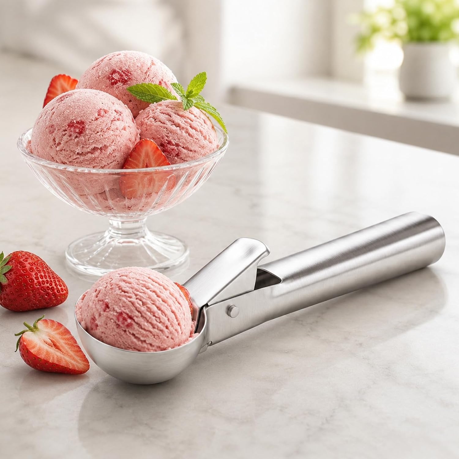 Ice Cream Scoop, Heavy Duty Premium Stainless Steel Kitchen Scoop