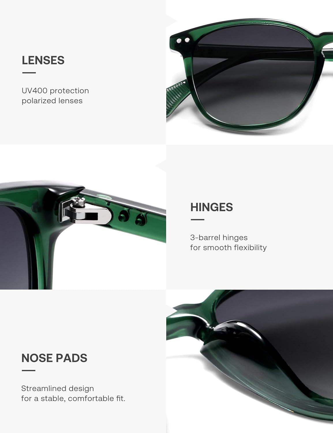 SOJOS Small Rounded Square Polarized Sunglasses for Women Men Vintage Style UV400 Lens SJ2637 - Image 5