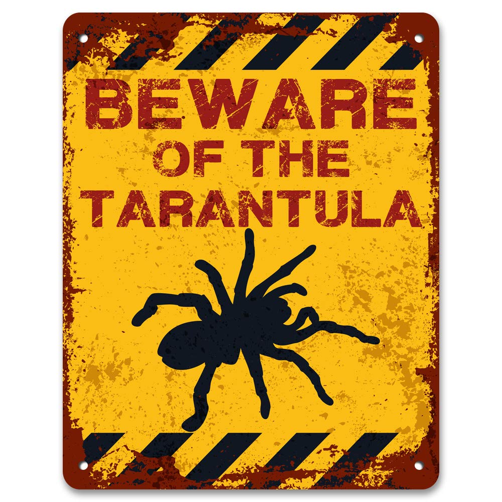 Print Crafted Earth Tones - Beware Of The Tarantula | Vintage Metal Garden Warning Sign