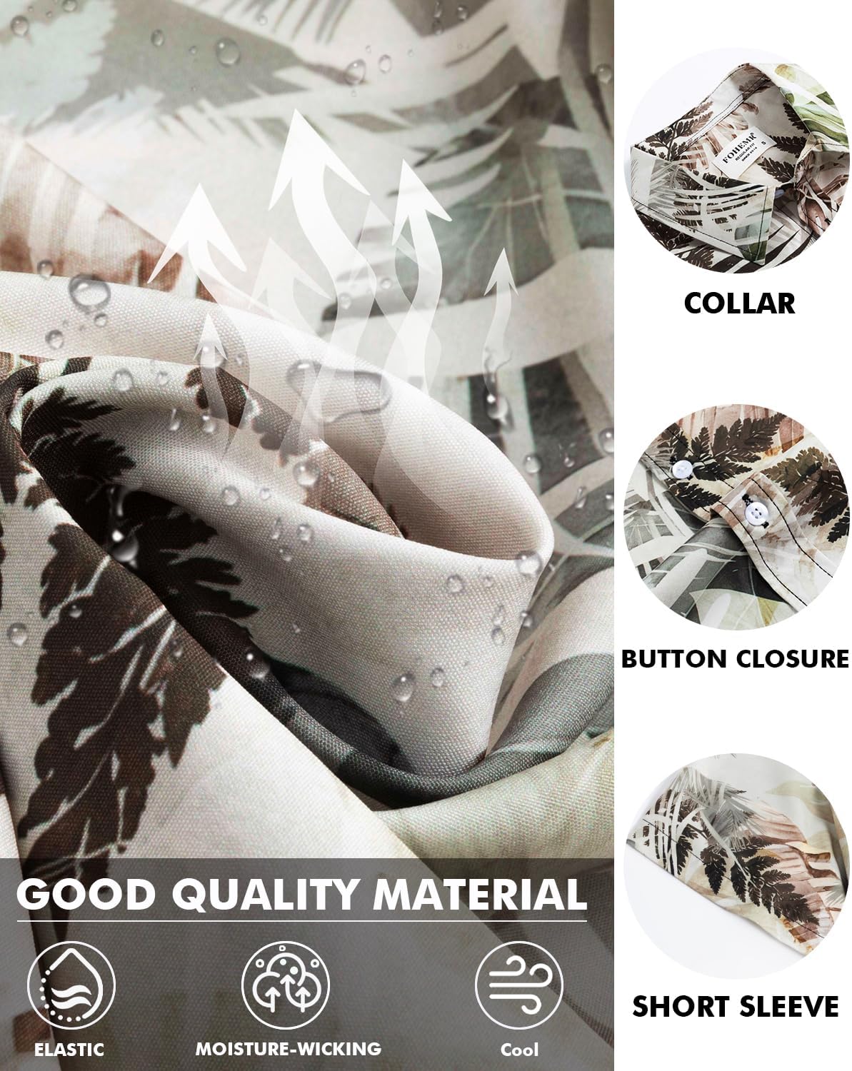 Men Hawaiian Shirt Floral Print Casual Short Sleeve Button Down Shirt Tropical Vacation Beach Tops - Image 5