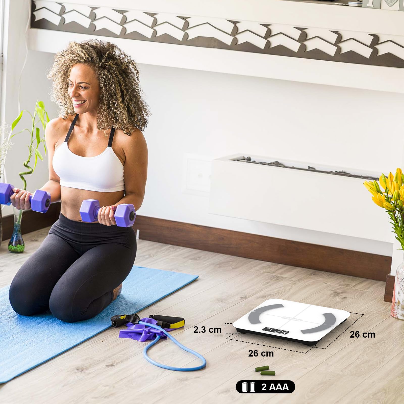 Healthkeep Bilancia Impedenziometrica Professionale, Bilancia Pesapersone Digitale 4 Elettrodi con App, Analizza Massa Grassa, Muscoli, BMI, 13 Misurazioni, Max 180 kg