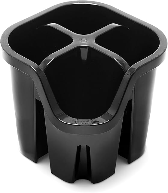 Addis 517939 Cutlery Utensil Drainer Caddy with 4 Compartments, Black, 14 x 14 x 13 cm