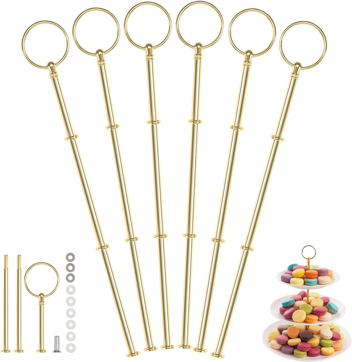 Trsnzul Etageren Stangen Set Gold - 5 Stück Metallstangen Für Tortenständer