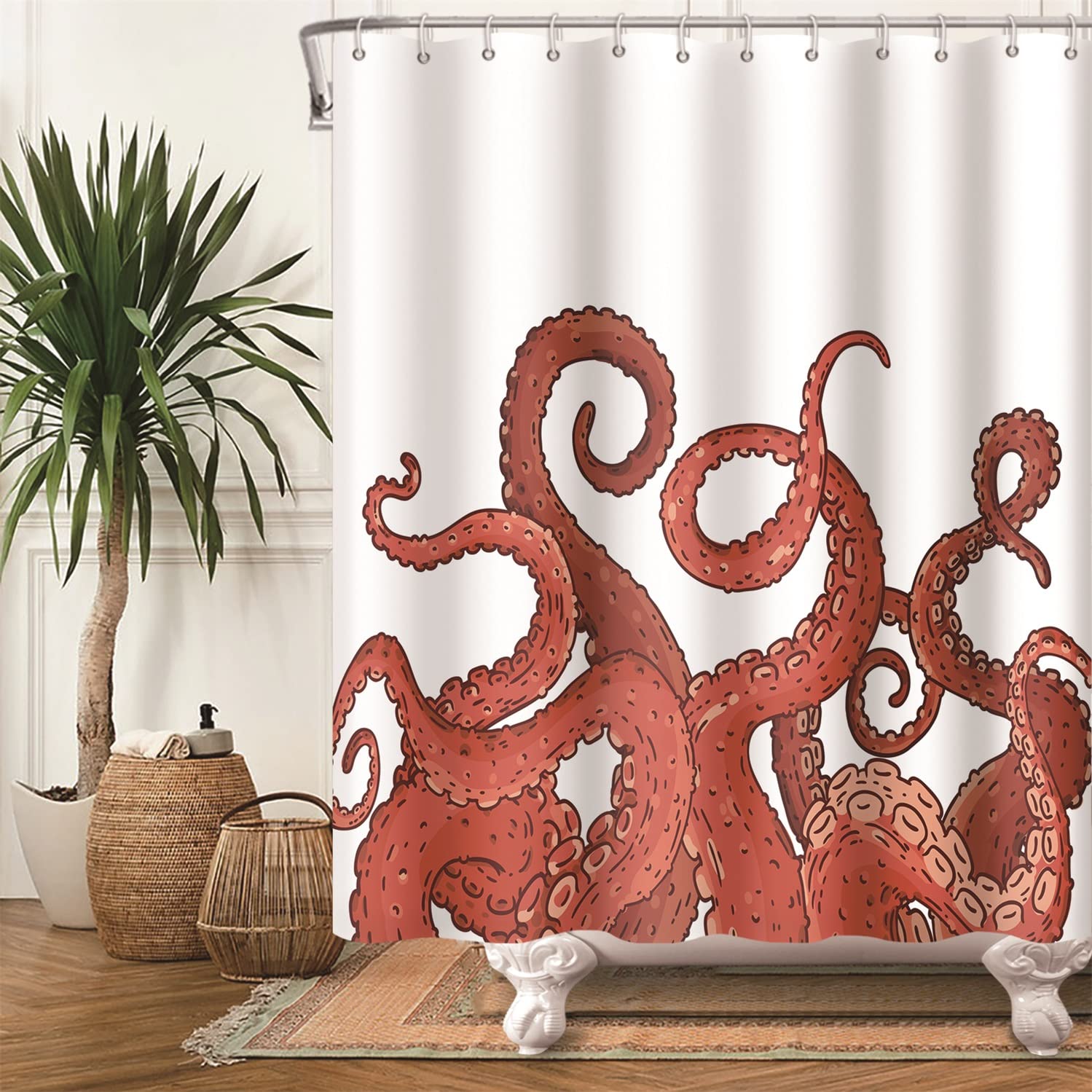 Oktopus Duschvorhang – Lustiger Cartoon-Druck, Wasserdicht & Schnell Trocknend