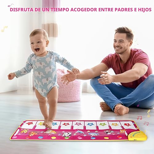 Miniatura 5 de M SANMERSEN Tapete de piano de piso, tapete musical de juguetes para niños, tapete de juego de teclado de 39.5 pulgadas, música electrónica