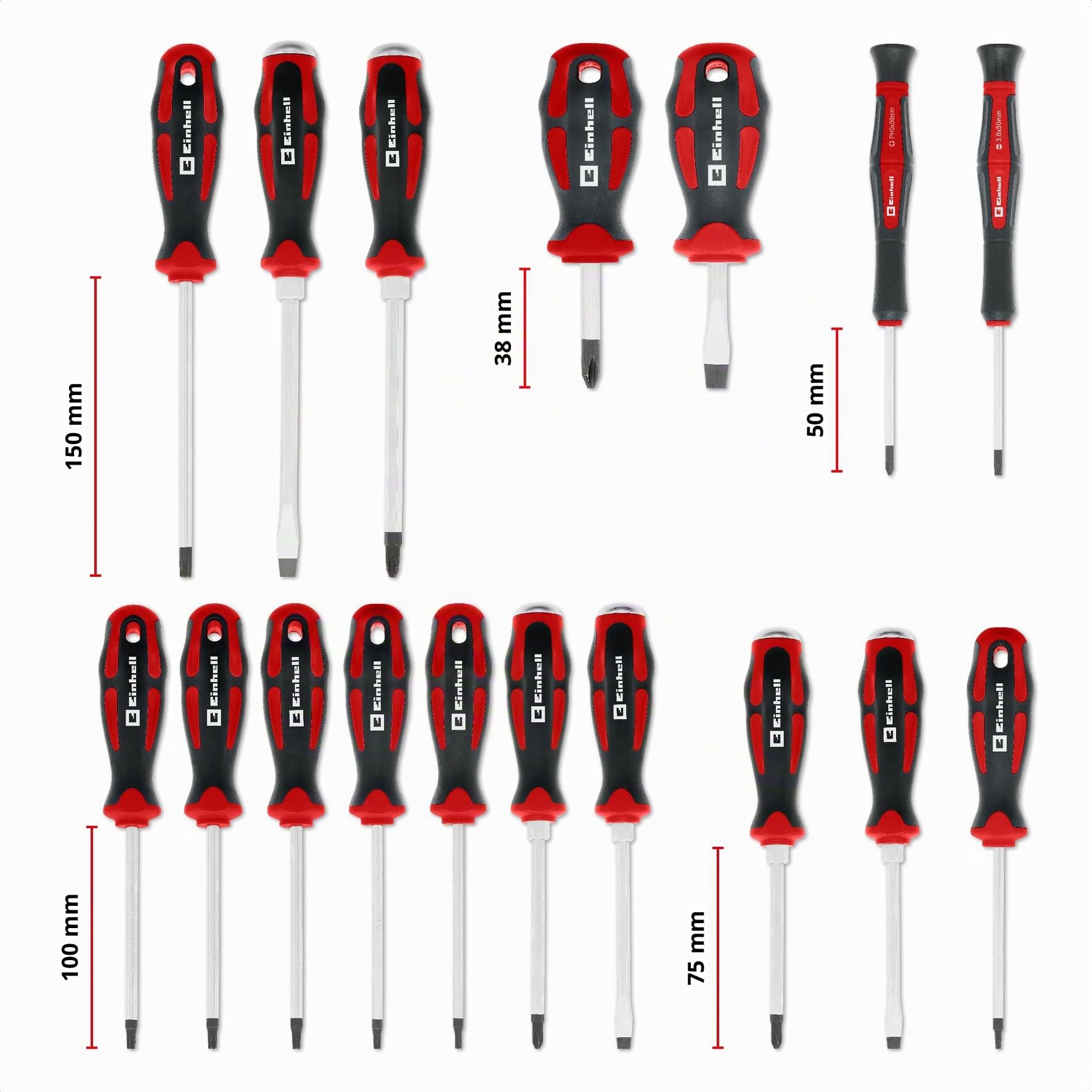 Einhell E-Case inserto portautensili 17 pezzi set di cacciaviti | Cacciaviti per carburatore | meccanica di precisione | calotta di battuta | profilo Torx | acciaio CrV | sistema E-Case