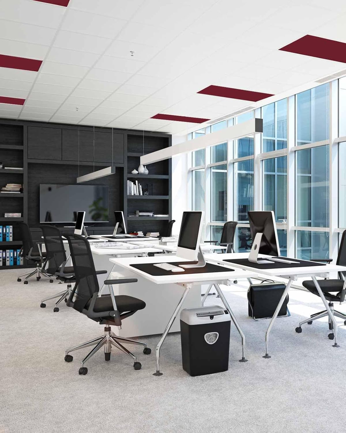 Fluorescent Light Covers for Drop Ceiling Burgundy Red Simple Solid Color Magnetic Light Filters, Minimalist Art Dark Maroon Ceiling Shade Filters for Home Classroom Office,2x4 ft,4Packs