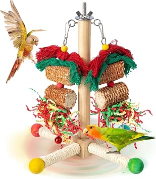 Parrot Toys for Large Birds, Budgie Toys for caged birds, Suitable for African Grey, Macaws, Cockatoos, Amazon Parrots and other Small and Medium-Sized Parrot Green