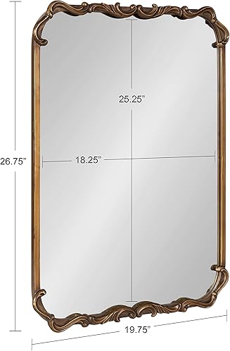 Miniatura 2 de Kate and Laurel Brazelton - Espejo de pared rectangular redondo con acabado dorado variado 20 x 27 pulgadas color dorado