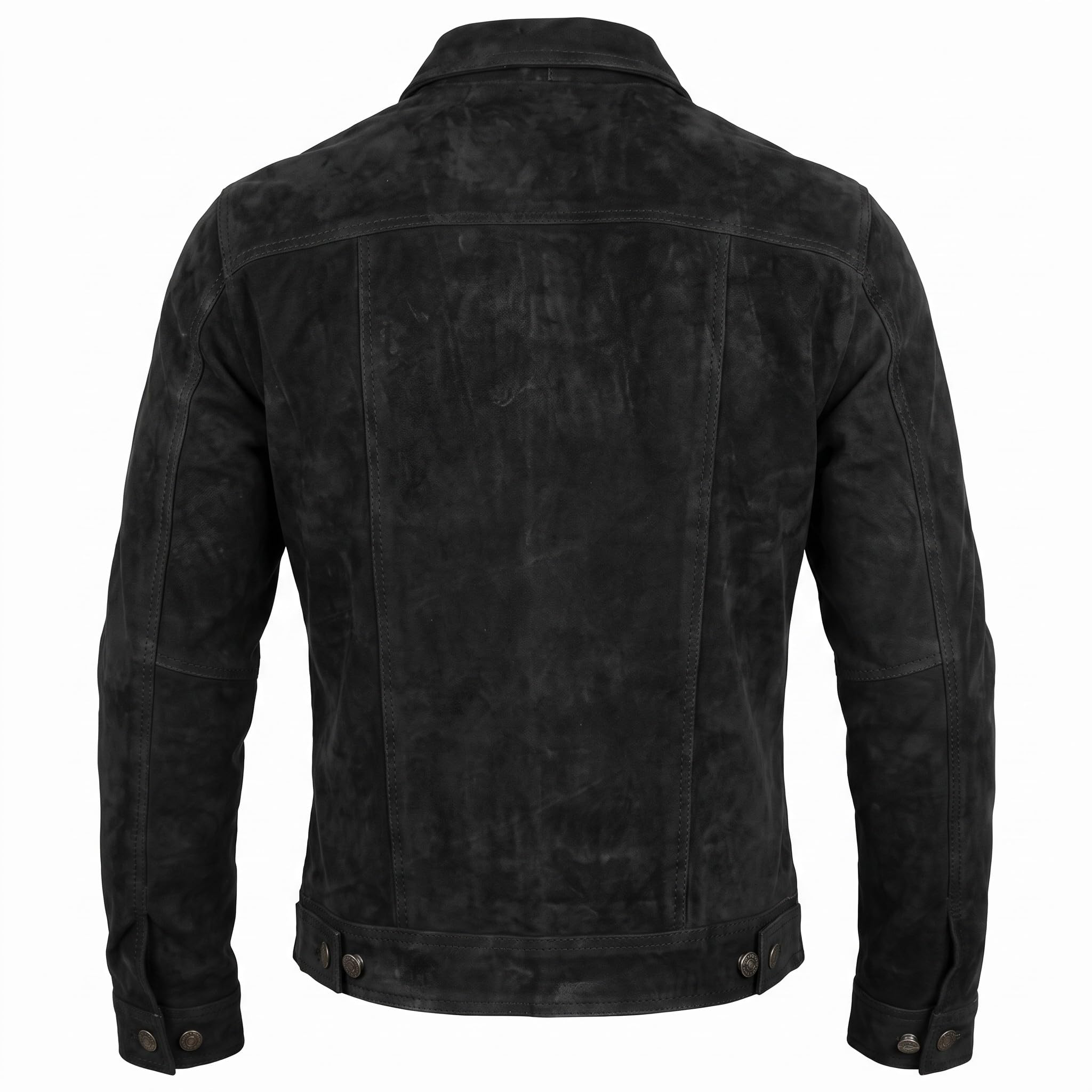 MDM Matt Schwarze Büffel Nubuk Lederjacke für Herren