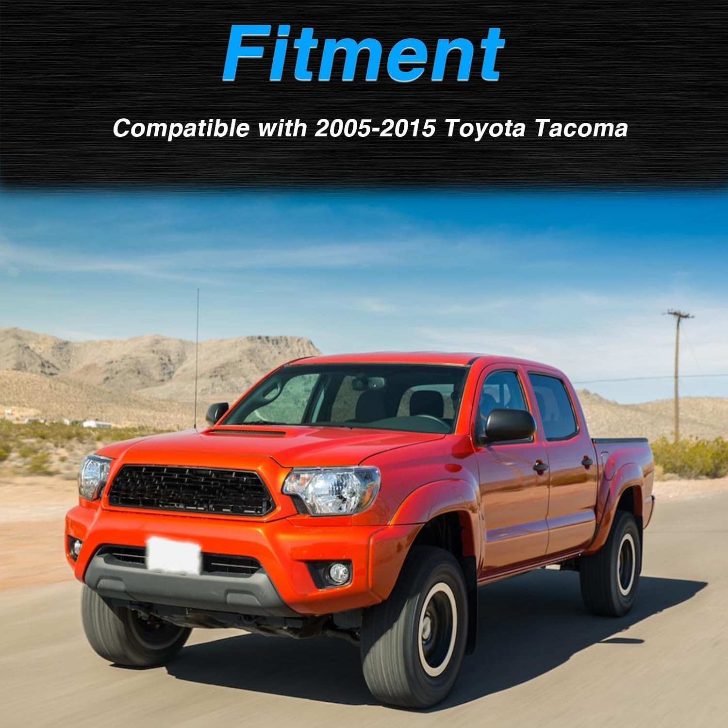 FUSCH Antenna Ornament Bezel & Nut Compatible with Toyota Tacoma 2005-2015 Replace# 86396-04040,86392-04040
