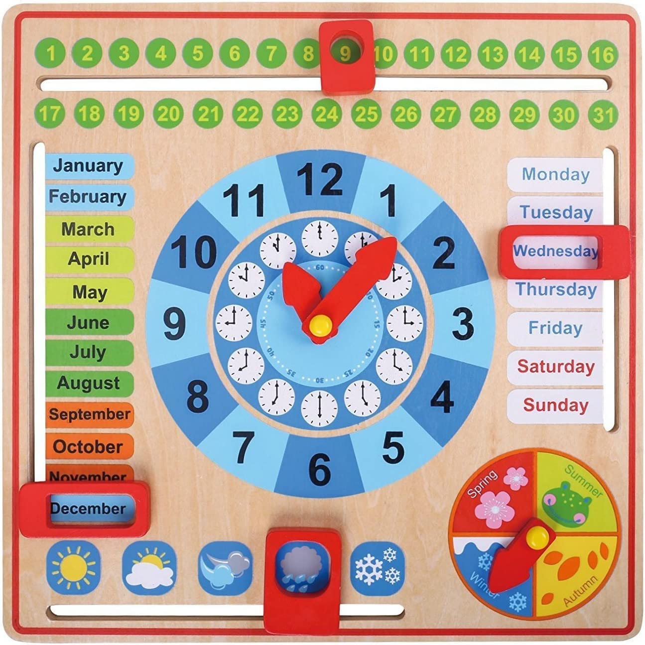 AUTHFORT Kids Montessori Toys for Toddlers 3 Years - 4 Years Old Preschool Learning Materials - All About Today Board - Wooden Calendar and Learning Clock (B0B7SLVD9P) Amazon Price History, Amazon Price Tracker
