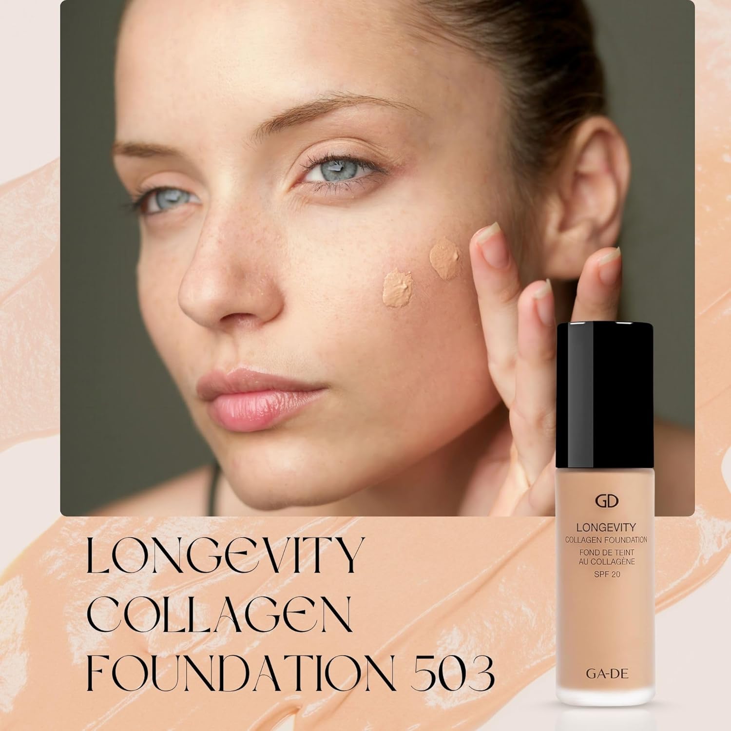 GA-DE Longevity Collagen Foundation 503 - SPF Face Makeup - Hydrates Skin and Improves Elasticity - Full Coverage and Matte Finish - 1 oz