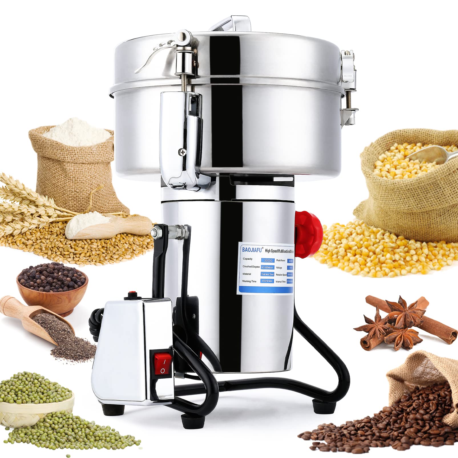BAOJIAFU Electric Grain Mill Grinder 3000g