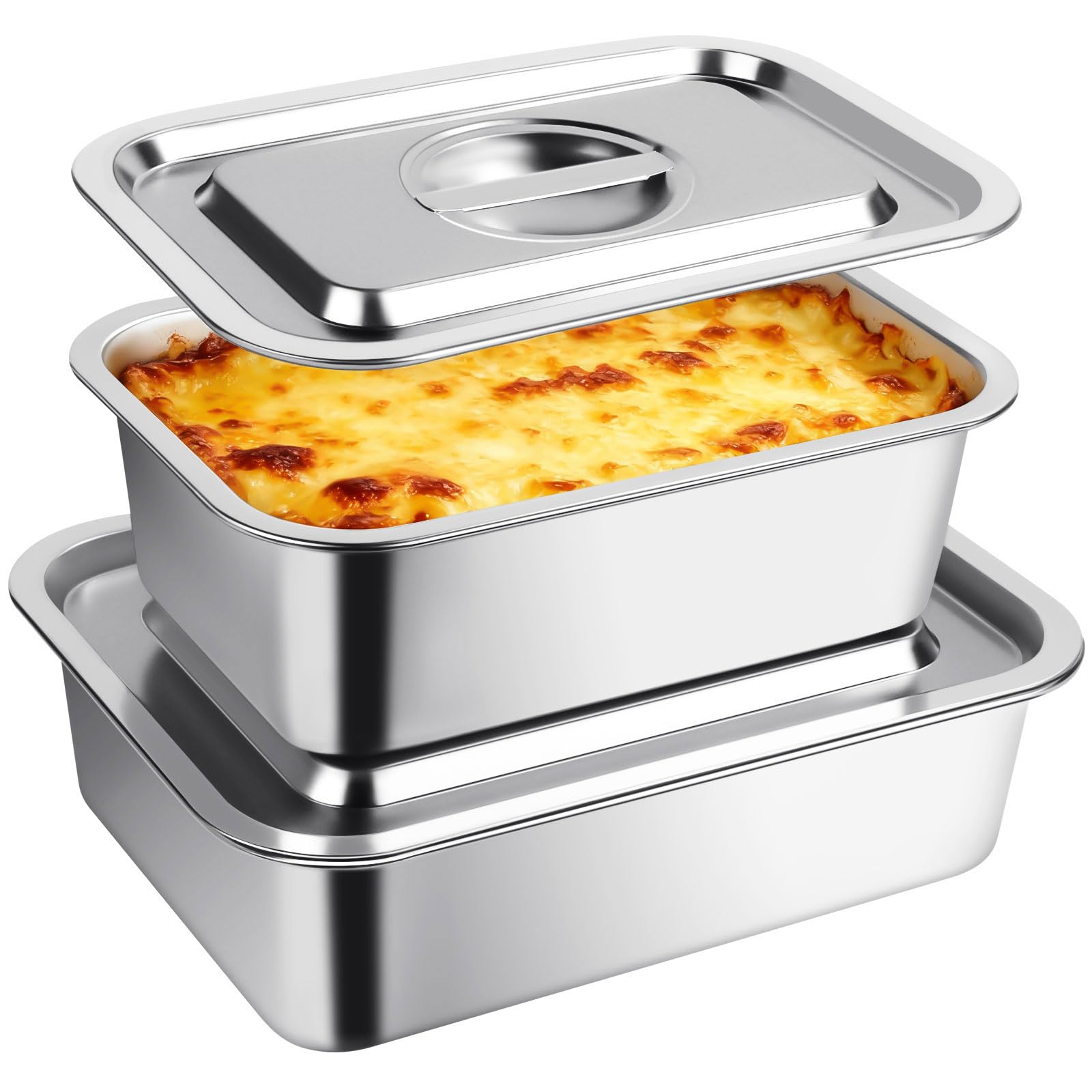 LP12in国内盤4枚 Paulgonsalvesのcookingなど 送料無料 Amazon.com: 4 Inch Deep Lasagna Pan with Lid, 2 Pack Stainless