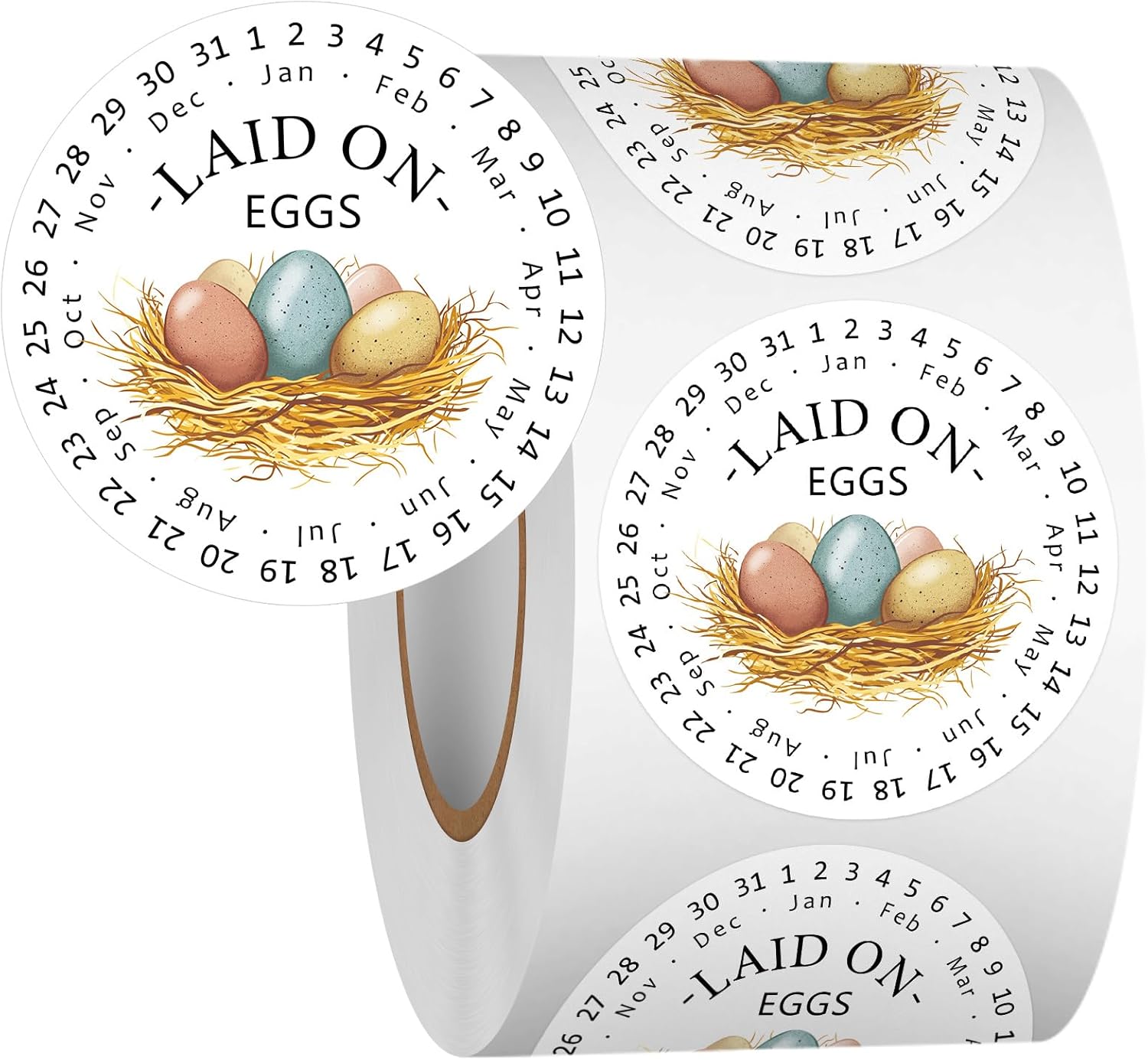 Louise Maelys 2 Inch Eggs Laid on Date Stickers-Egg Date Stickers for Cartons 500 Pcs Lables for Farmer's Market